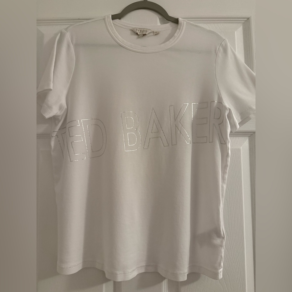 Ted Baker MALOM Metallic Logo T-Shirt‎ Size 4 (US 10)